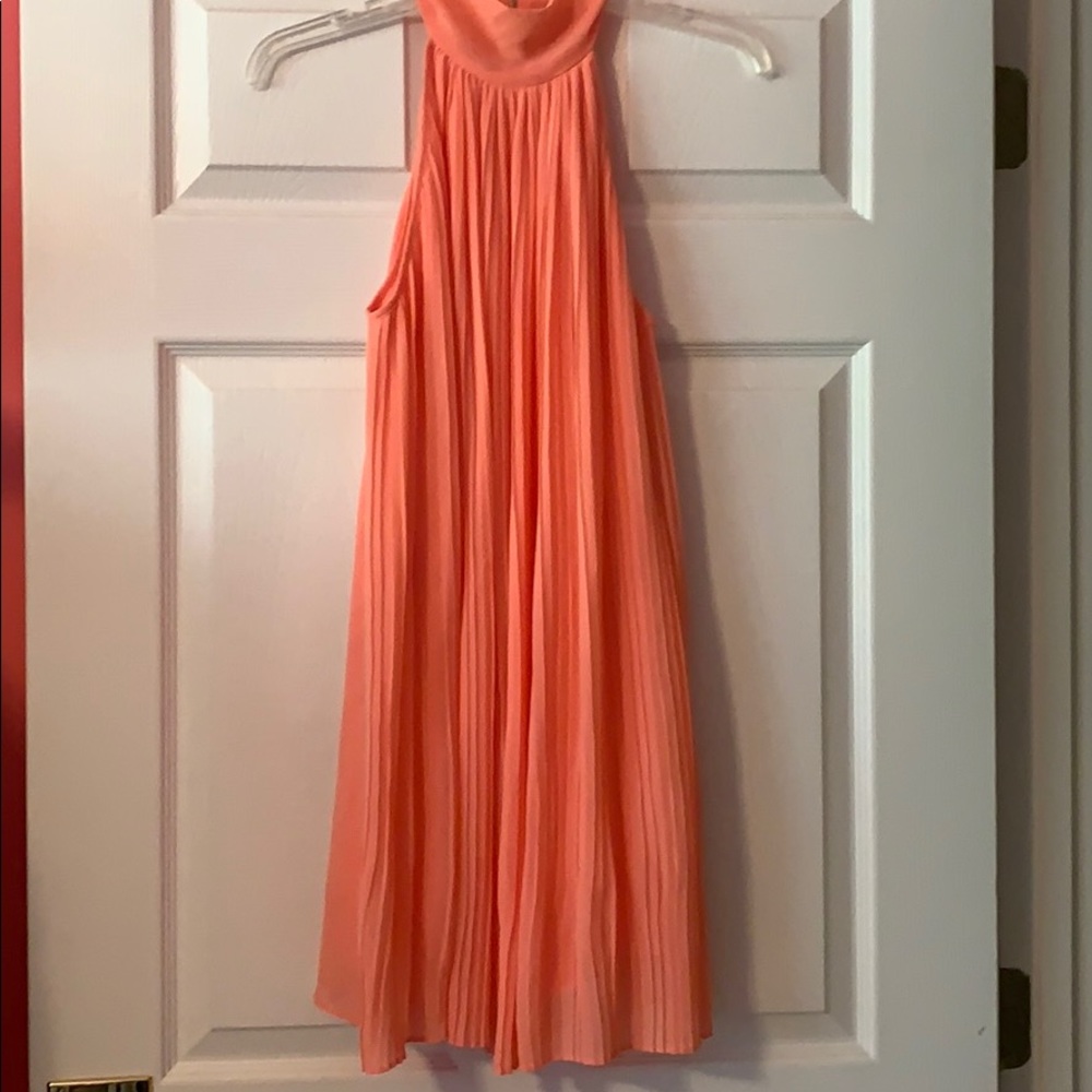 Pleated coral dress